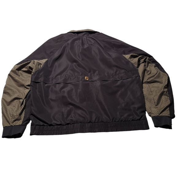 Footjoy FJ Dryjoys Mens Full Zip Golf Jacket Black Size Large Houndstooth Vented - Picture 3 of 7